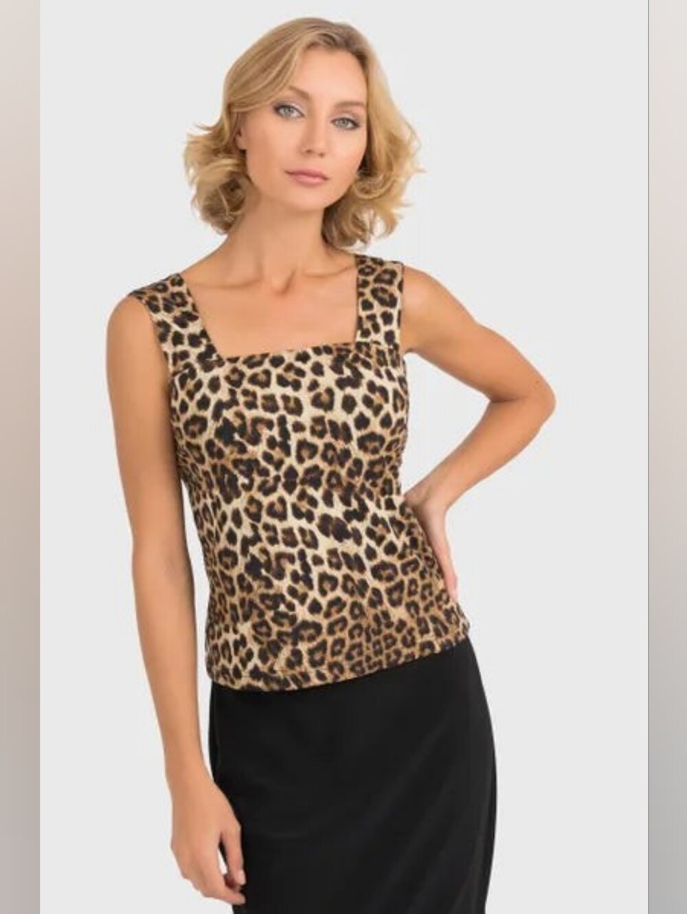 Joseph Ribkoff Leopard Tank JR 193550 Brown Black Stretch Sz 10